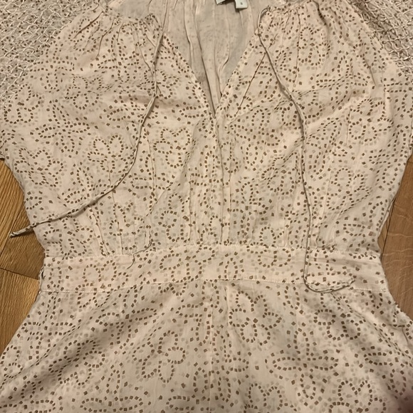 Cleobella Saga romper floral flutter sleeve tie belt jumpsuit in Geo blush Small - Picture 9 of 16